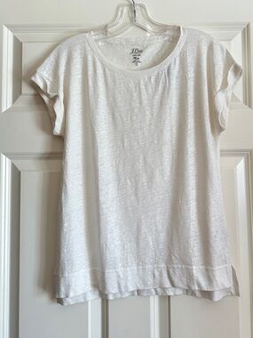 Linen rolled-cuff T-shirt